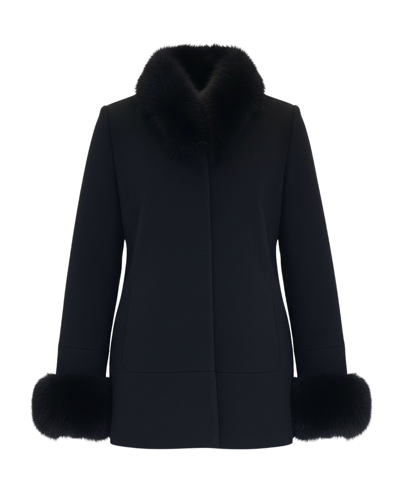 Wool Coat w/ Fox Fur Trim view 2