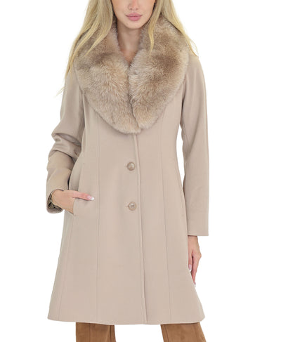 Wool Coat w/ Fox Fur Trim image 1