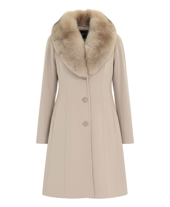 Wool Coat w/ Fox Fur Trim view 