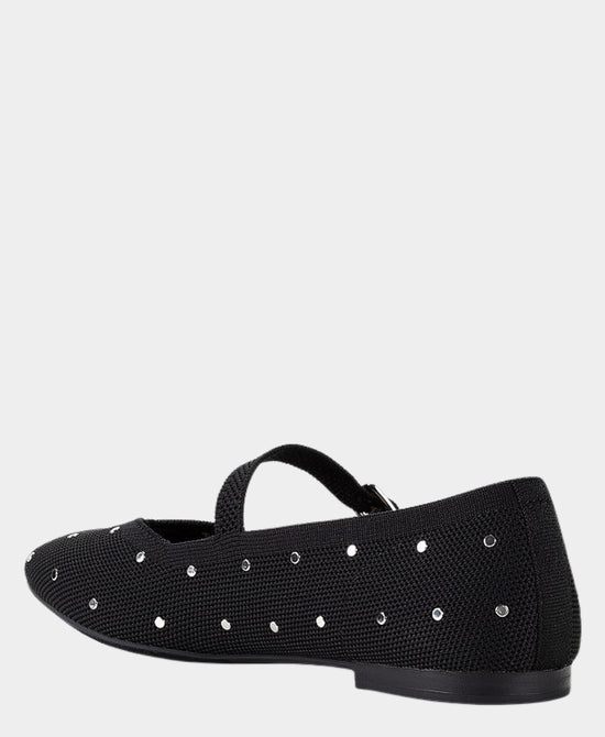 
Knit Studded Mary Jane Ballet Flat in BLACK view 2