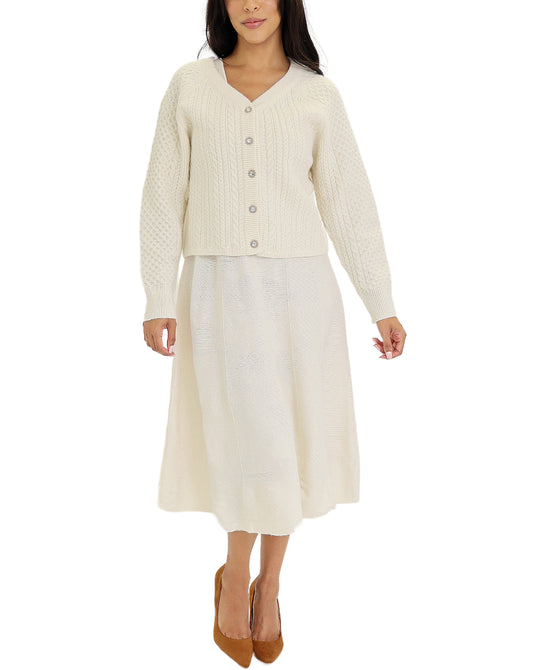 Cable Knit Cardigan Sweater & Dress Set- 2 Pc Set view 1