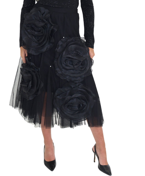 Flower Midi Skirt w/ Rhinestones view 
