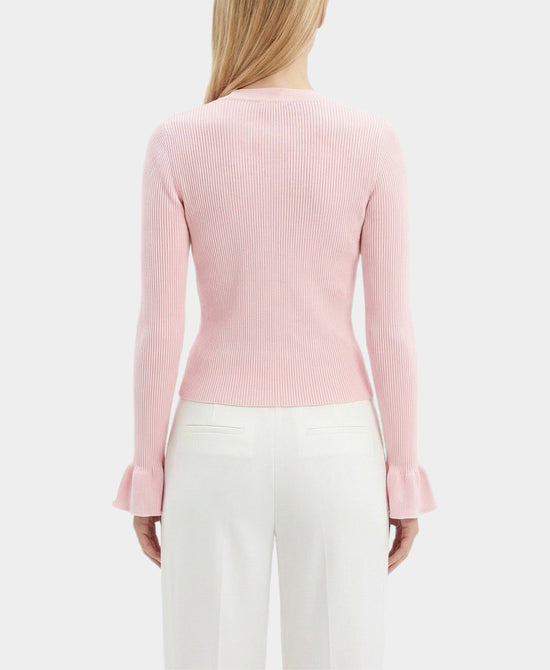 Knit Ribbed Cardigan w/ Ruffles view 2