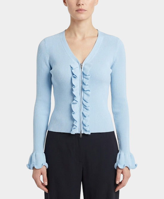 Knit Ribbed Cardigan w/ Ruffles view 1