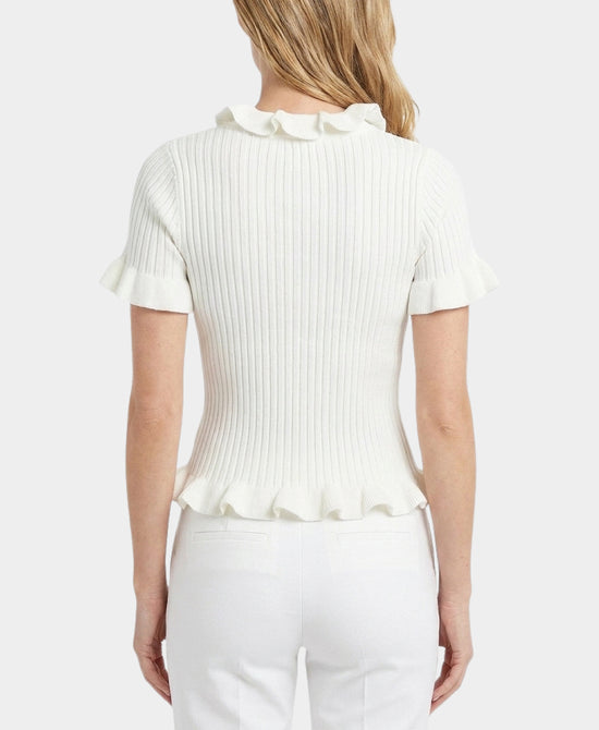 
Cardigan w/ Ruffles in WHITE view 2
