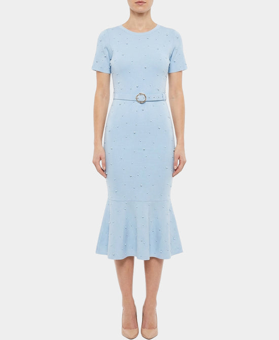 Knit Midi Dress w/ Pearl Detail view 1