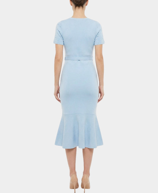 Knit Midi Dress w/ Pearl Detail view 2