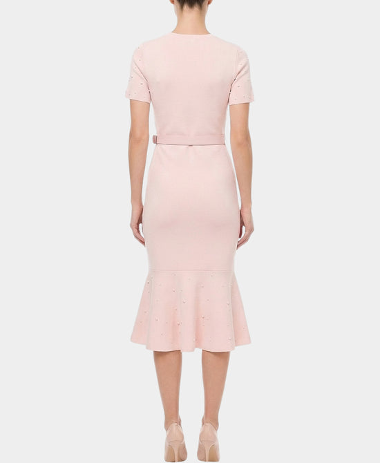 Knit Midi Dress w/ Pearl Detail view 2