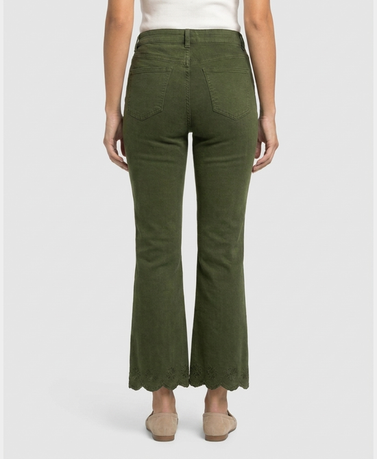 
Embroidered Wide Leg Jeans in OLIVE view 2