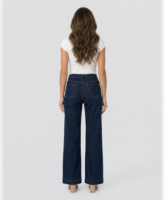 
Embroidered Wide Leg Jeans in DARK WASH view 2