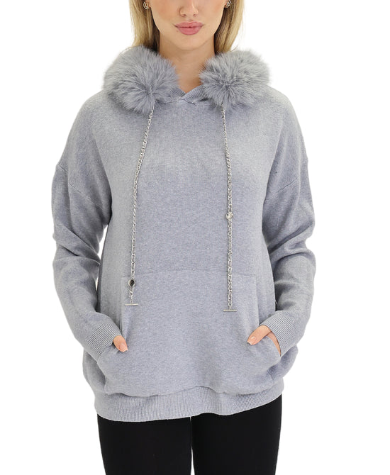 Hoodie Sweater w/ Faux Fur Trim view 1