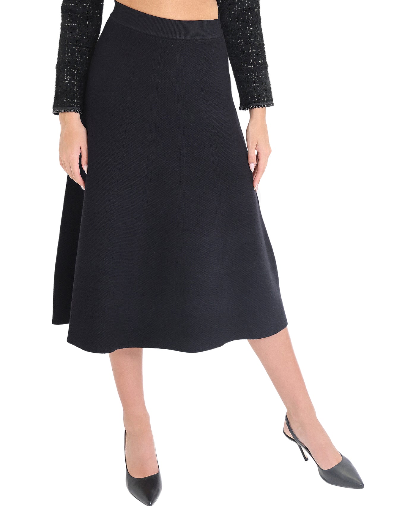 Textured Knit A-Line Midi Skirt view 1