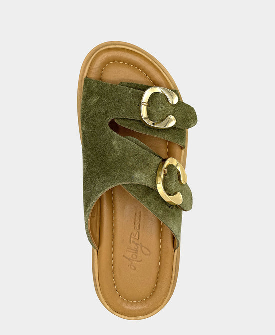
Suede Double Buckle Sandal in GREEN view 2