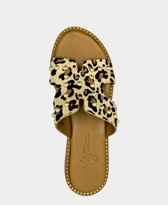 
Leather Leopard Print Studded Sandal in LEOPARD view 2
