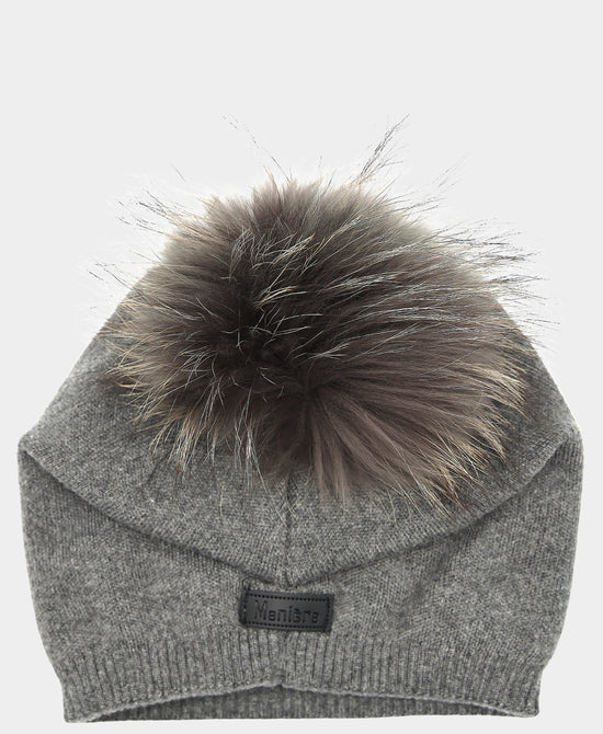 Wool Knit & Crystal Slouch Hat w/ Fur Pom view 