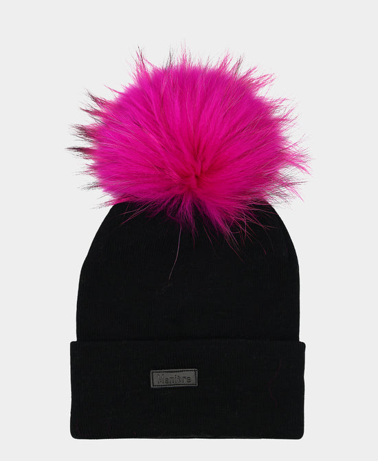 Studded Crystal Knit Beanie w/ Fur Pom view 
