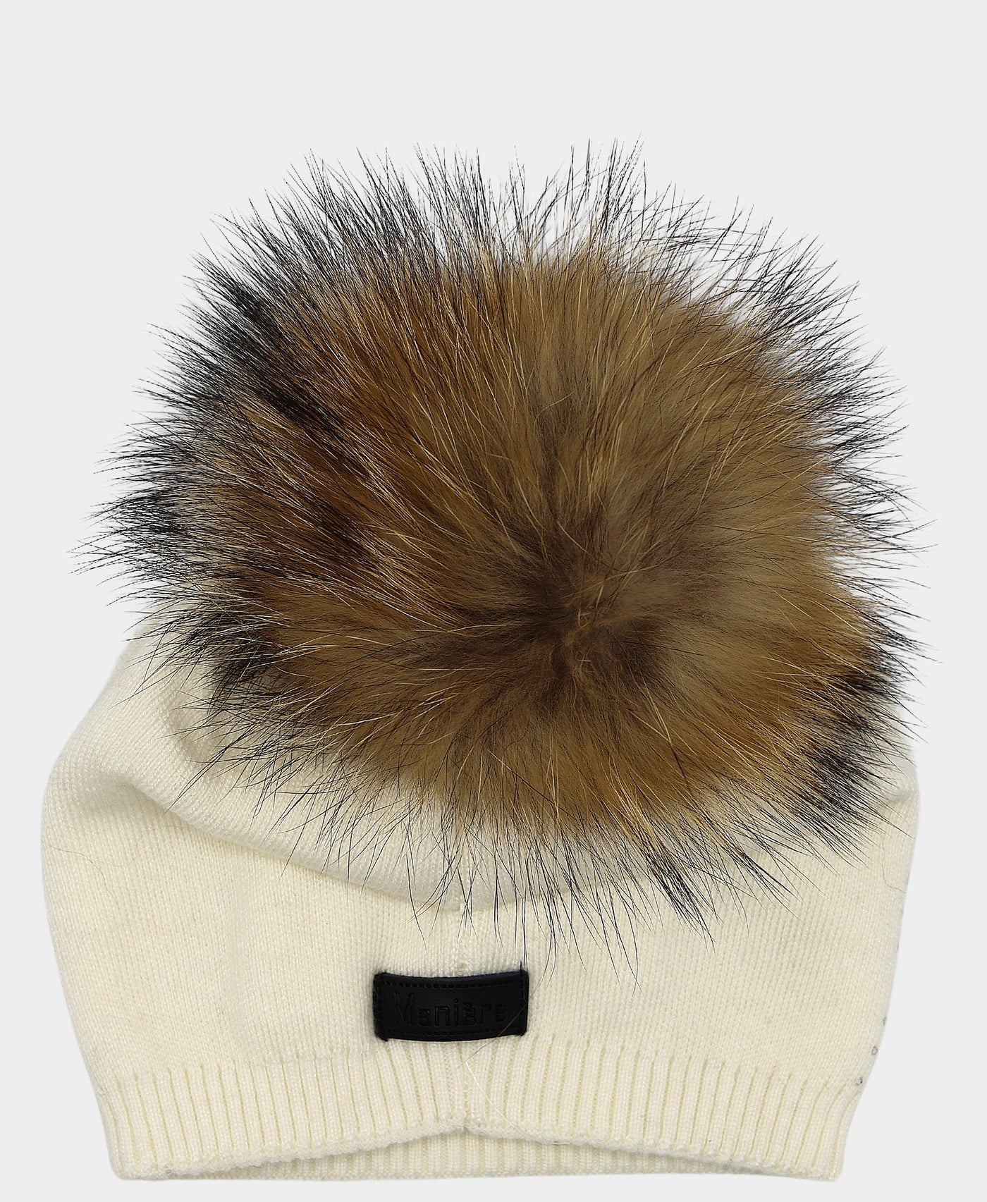 Wool Knit & Crystal Slouch Hat w/ Fur Pom view 2