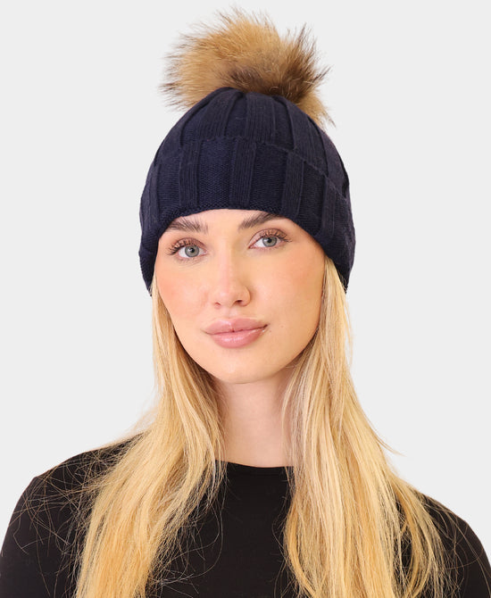 Knit Hat w/ Fur Pom view 