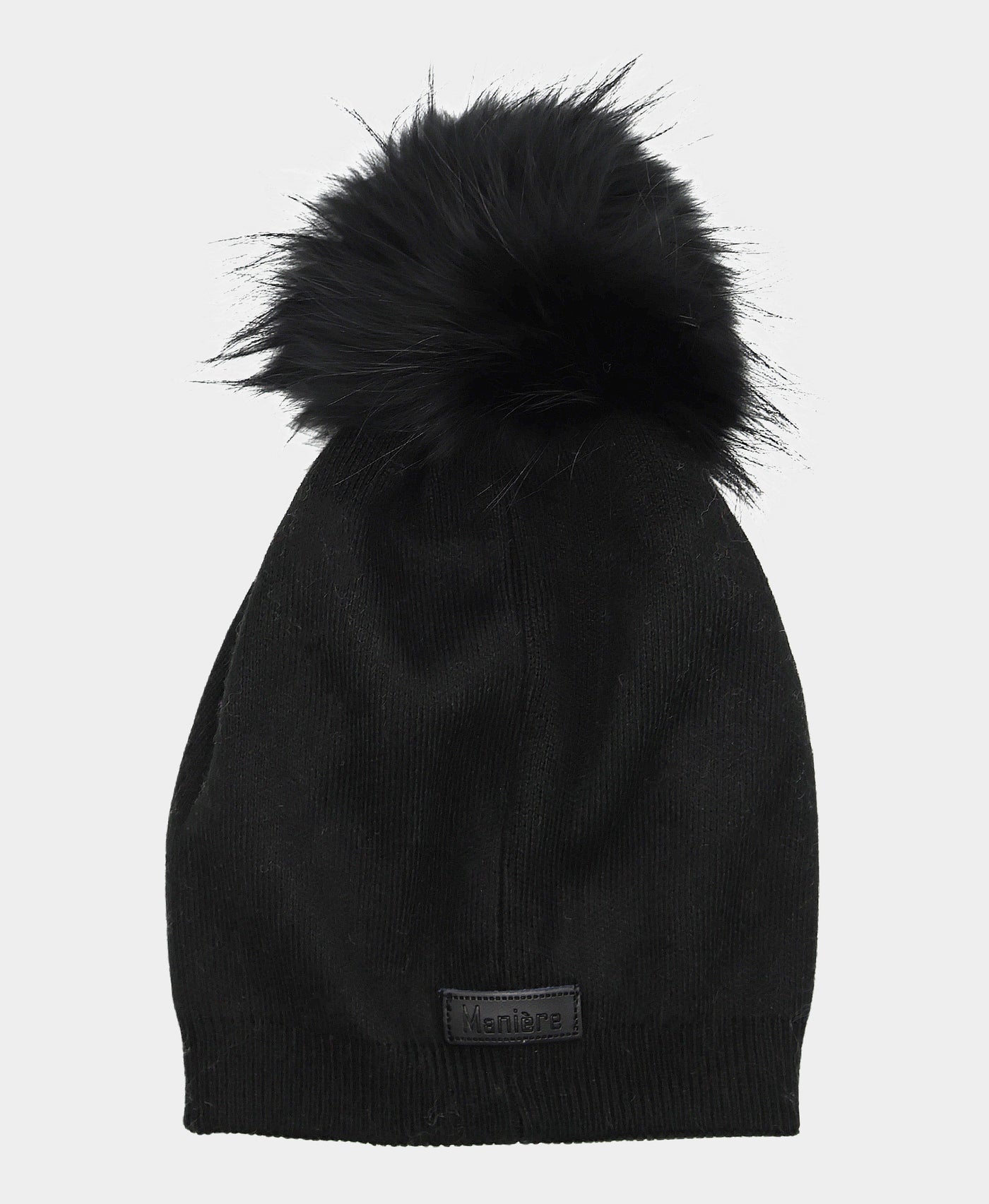 Jeweled Wool Knit Hat w/ Fur Pom view 2