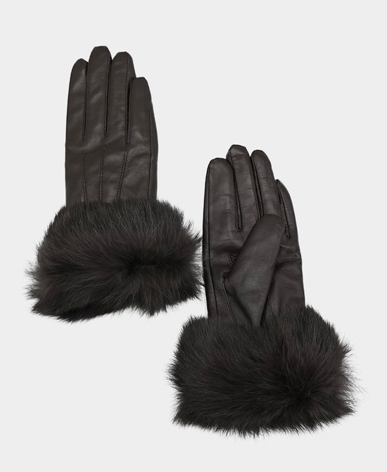 Leather Gloves w/ Fur Trim view 