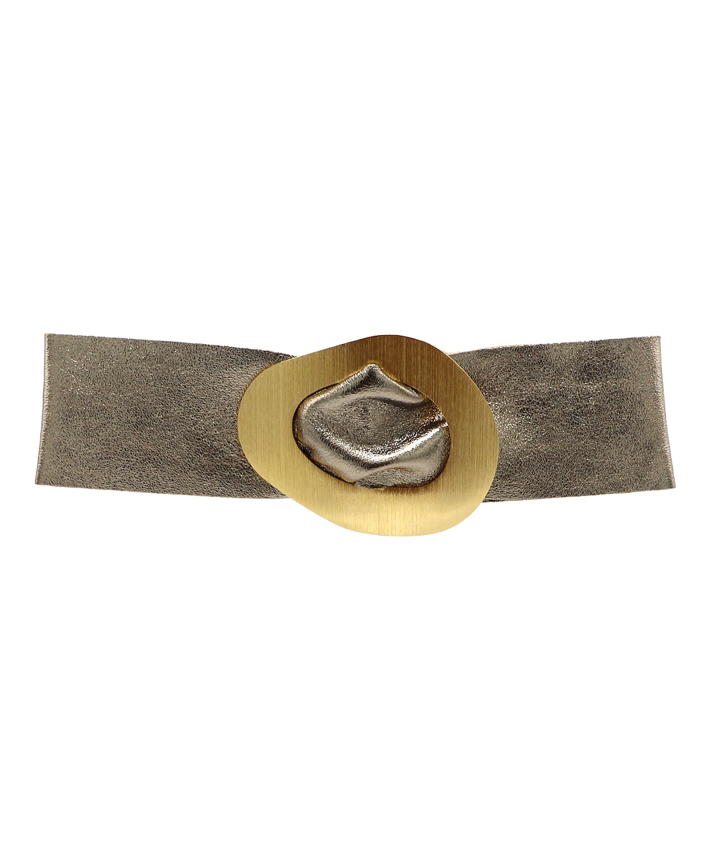 Metallic Leather Belt w/ Brushed Gold Hardware image 1