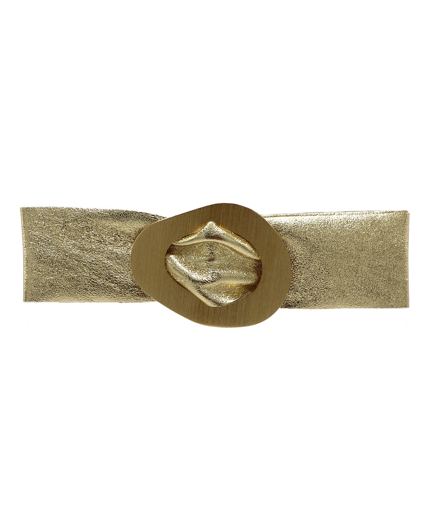 Metallic Leather Belt w/ Brushed Gold Hardware image 1
