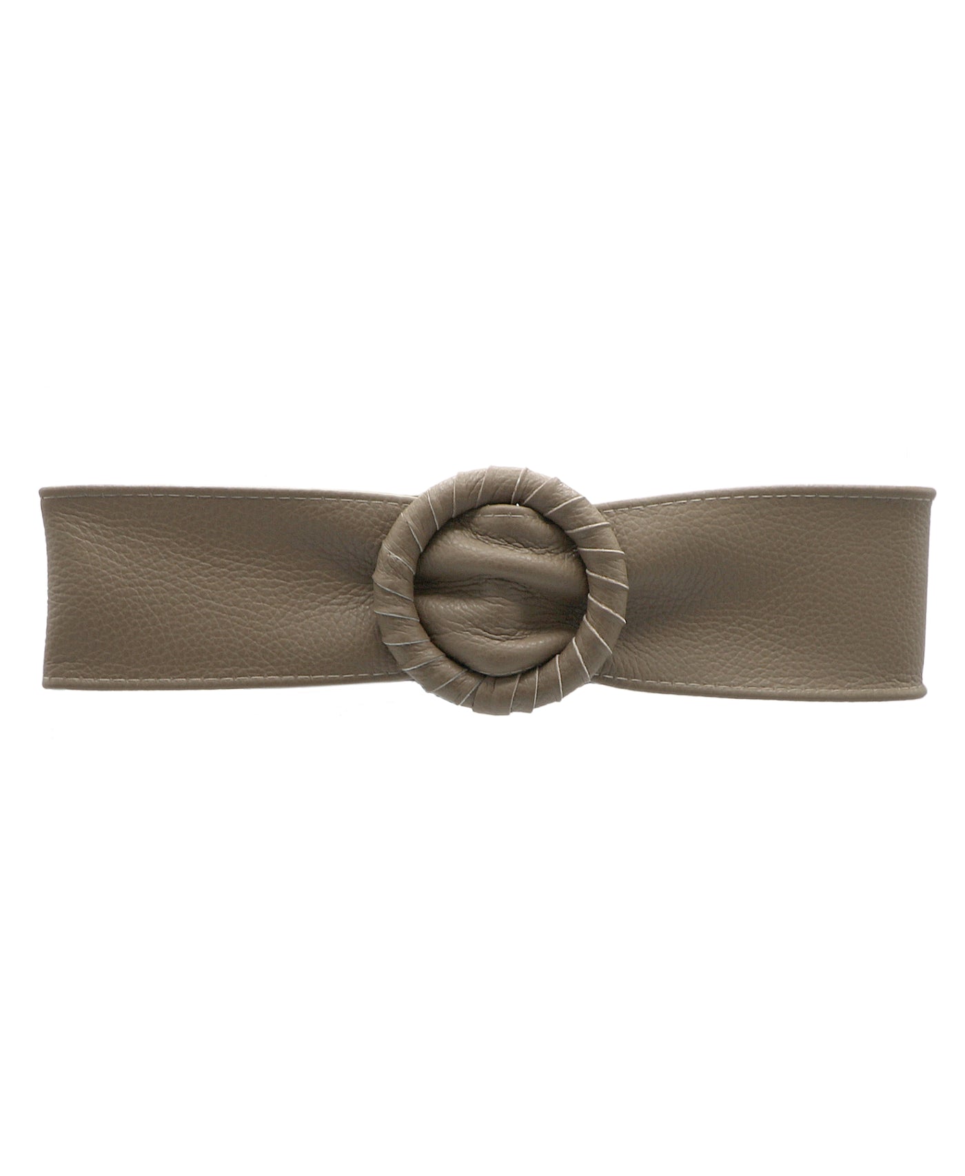 Leather Belt w/ Round Wrapped Buckle image 1