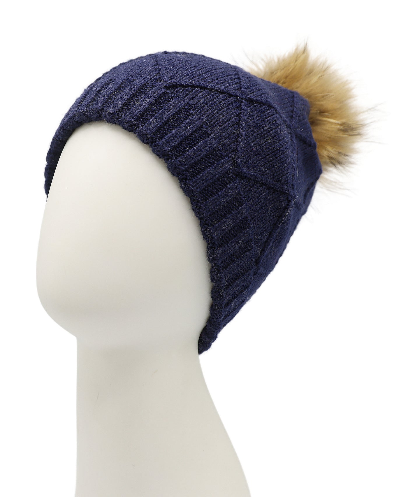 Wool Knit Hat w/ Fur Pom view 1