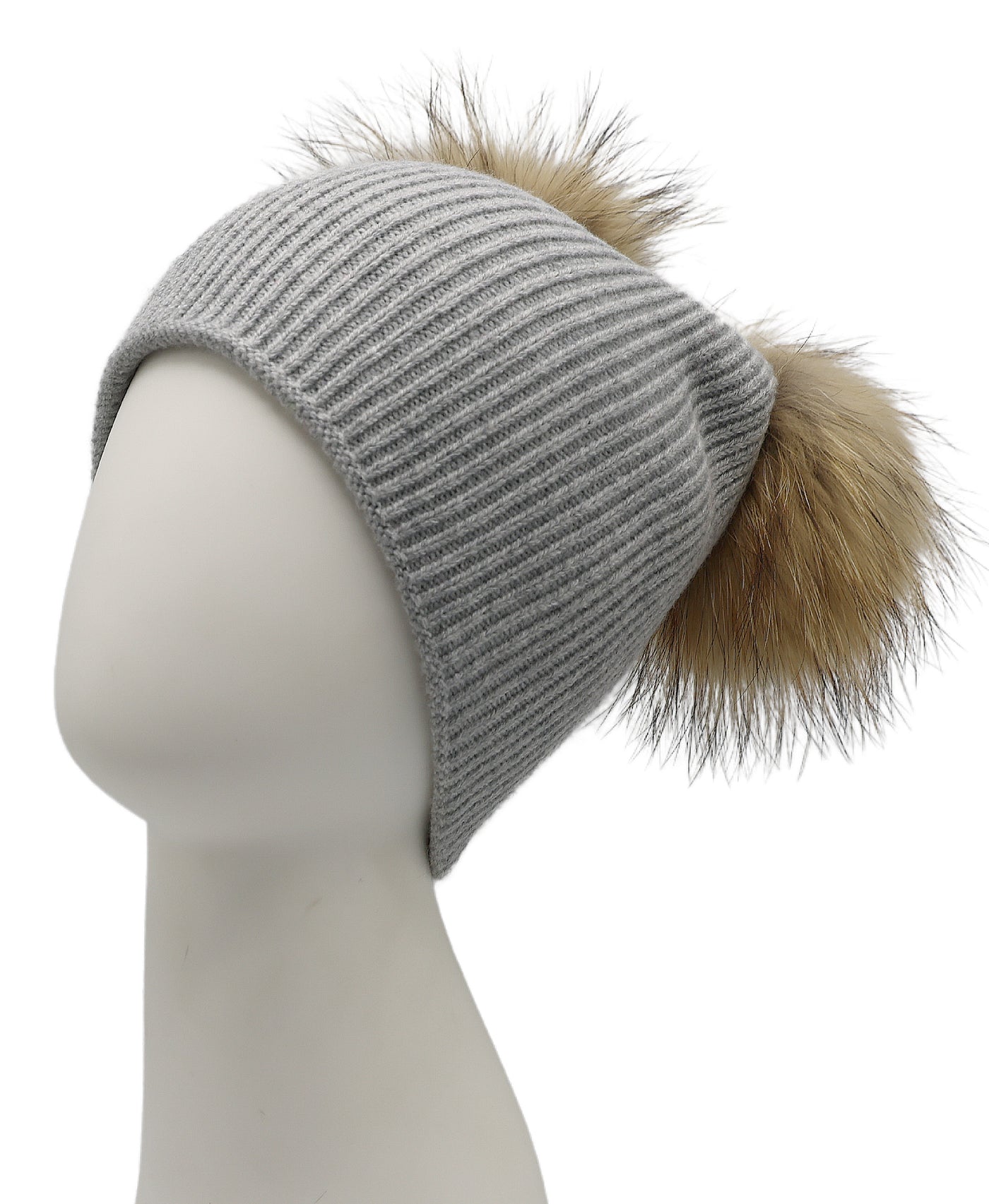 Wool Knit Hat w/ Double Fur Poms view 1