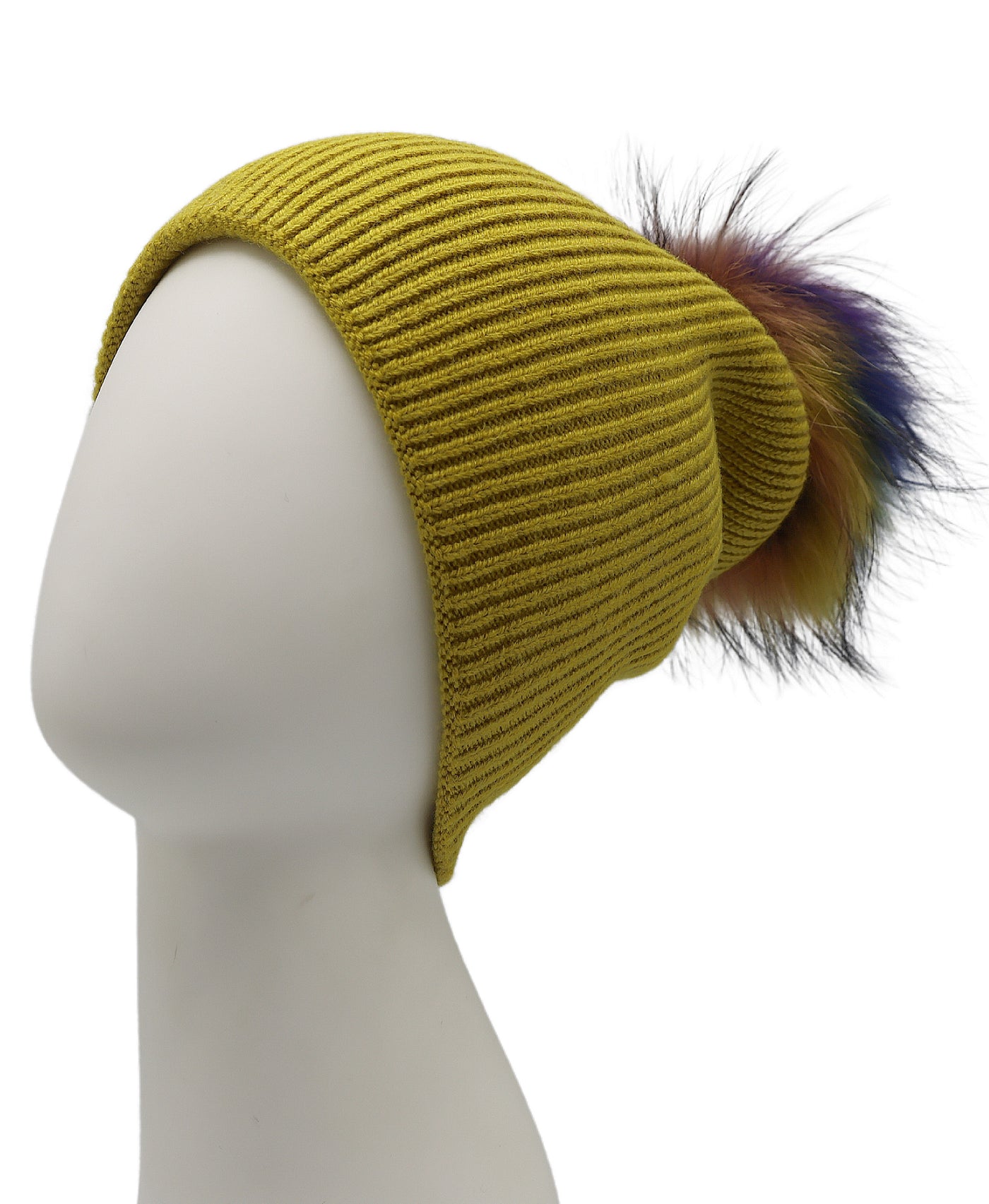 Wool Knit Hat w/ Fur Pom view 1