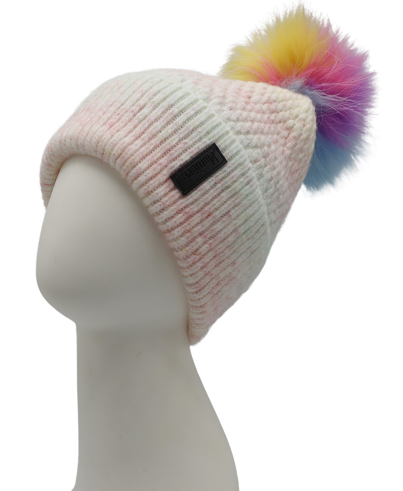 Wool Ombre Knit Hat w/ Fur Pom view 1