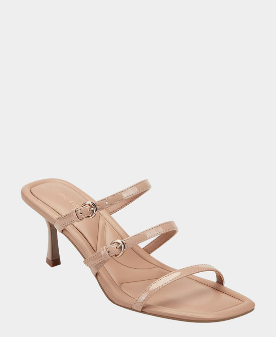 
Triple Strap Heeled Sandal in NUDE view 1