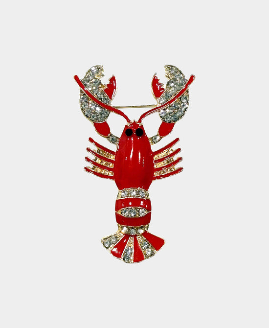 Lobster Brooch w/ Crystals view 1