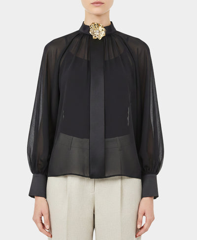 Blouse w/ Flower Metal Detail image 1