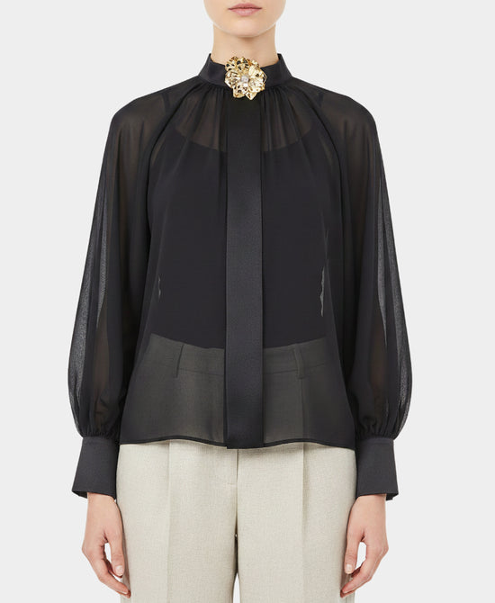 Blouse w/ Flower Metal Detail view 