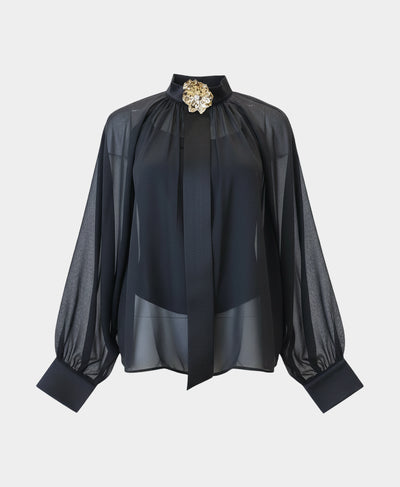 Blouse w/ Flower Metal Detail image 3