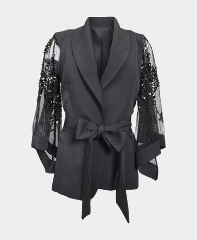 Blazer w/ Sheer Sequin Sleeves image 2