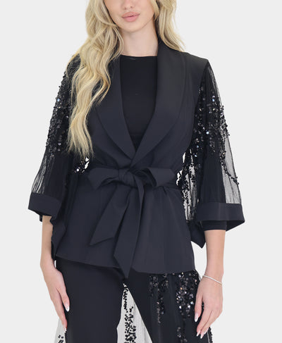 Blazer w/ Sheer Sequin Sleeves image 1
