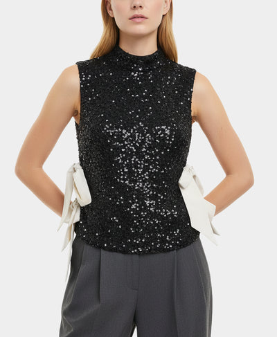 Sequin Blouse w/ Bows image 1