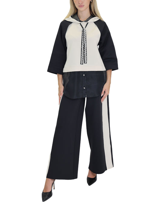 Two Tone Wide Leg Pants w/ Rhinestones view 