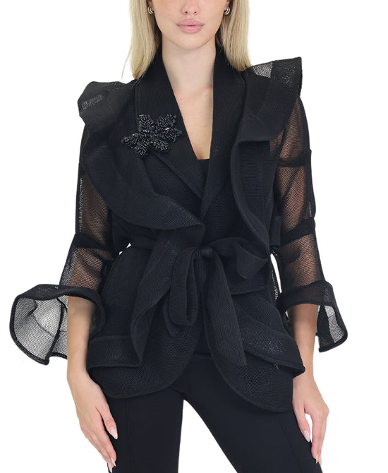 Sheer Ruffle Blazer w/ Beads view 