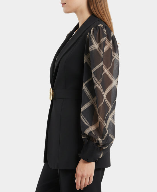 Blazer w/ Printed Balloon Sleeves view 