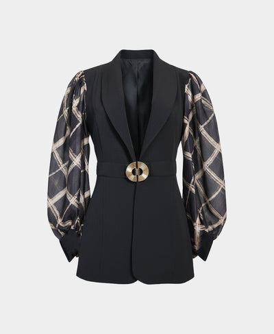 Blazer w/ Printed Balloon Sleeves image 4