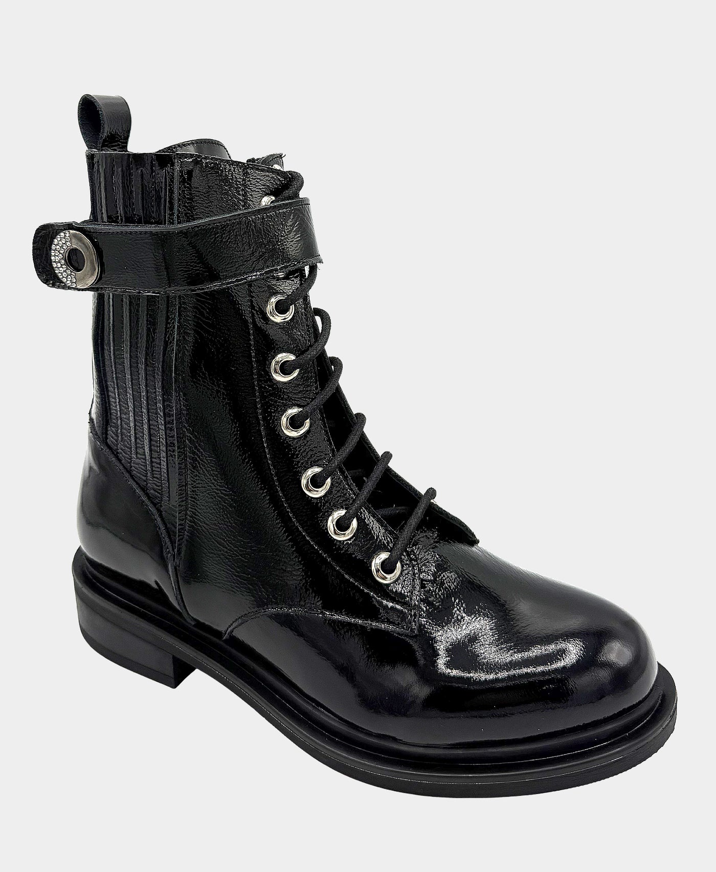 Patent Leather Lace Up Boot view 1