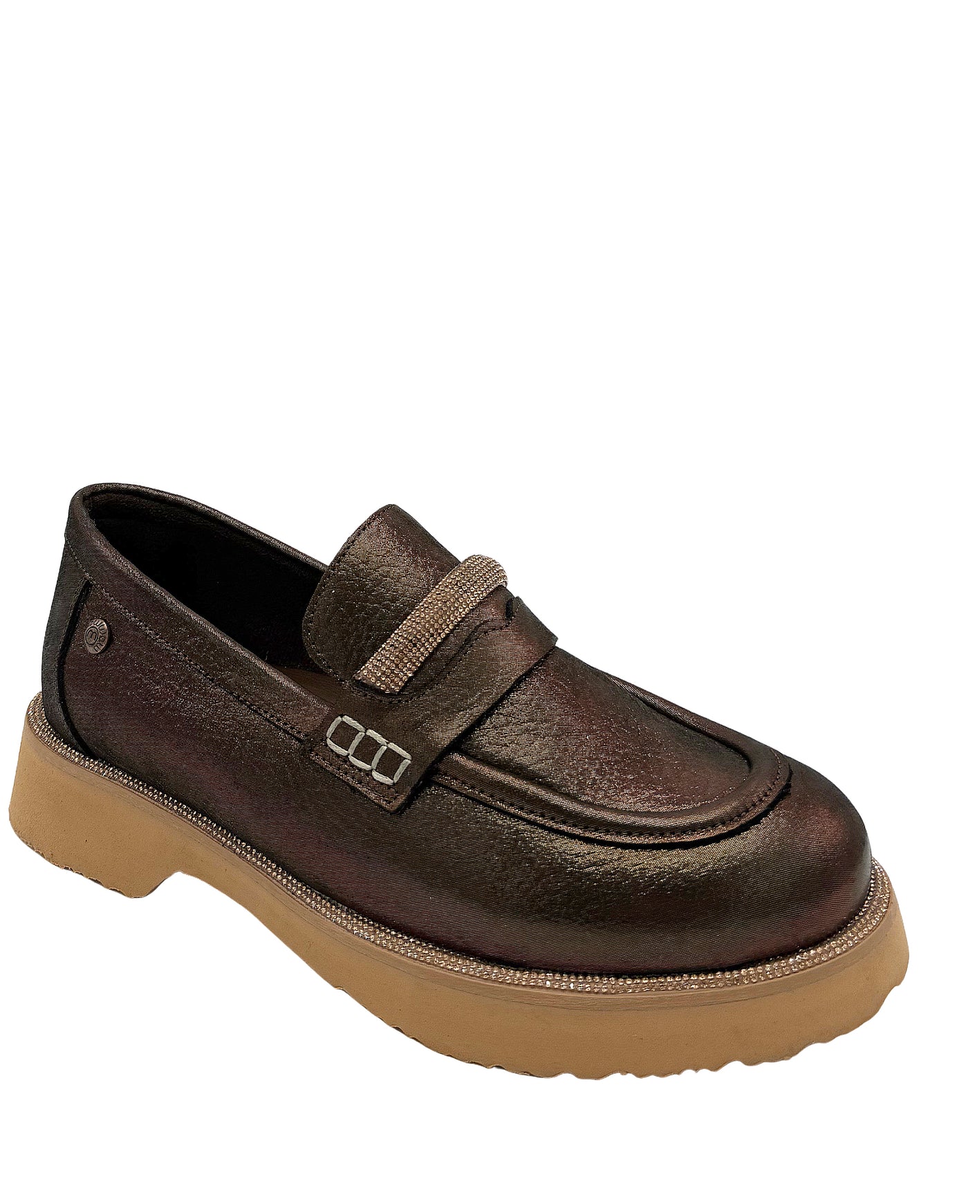 Leather Shimmer Loafer w/ Crystals view 1