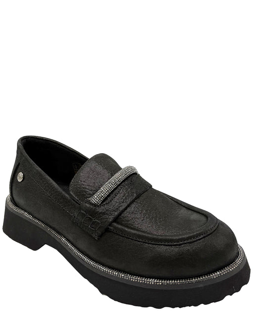 Leather Shimmer Loafer w/ Crystals view 