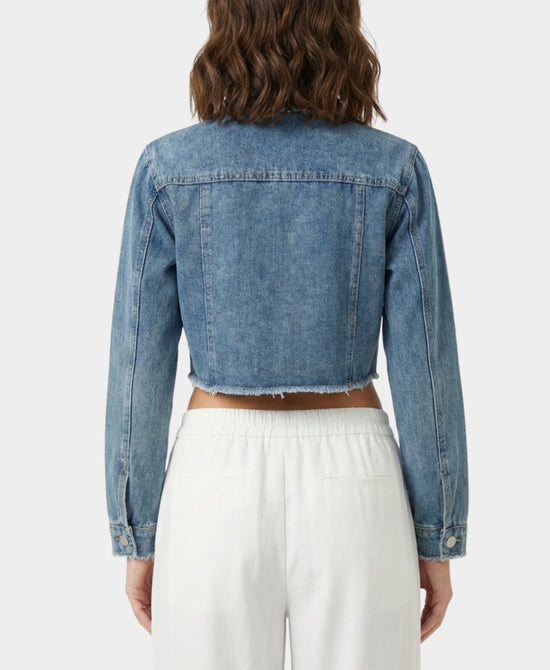Cropped Denim Jacket w/ Jewels & Payettes view 2