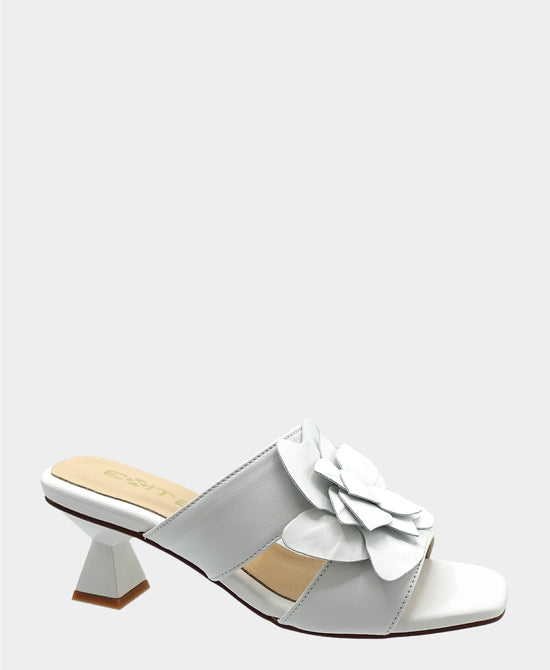 Leather Flower Heeled Sandal view 1