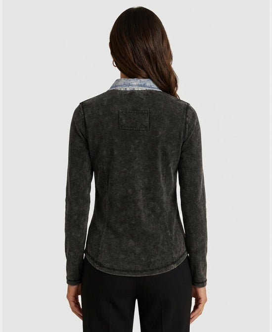 
Mineral Wash Top w/ Denim Trim in WASHED BLACK view 2