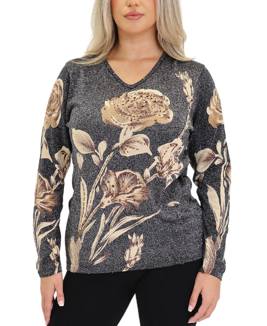 Flower Printed Shimmer Blouse view 